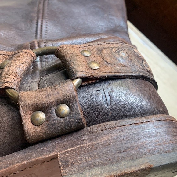Frye for Free People harness boots with distressed studded detail RARE - Picture 8 of 9